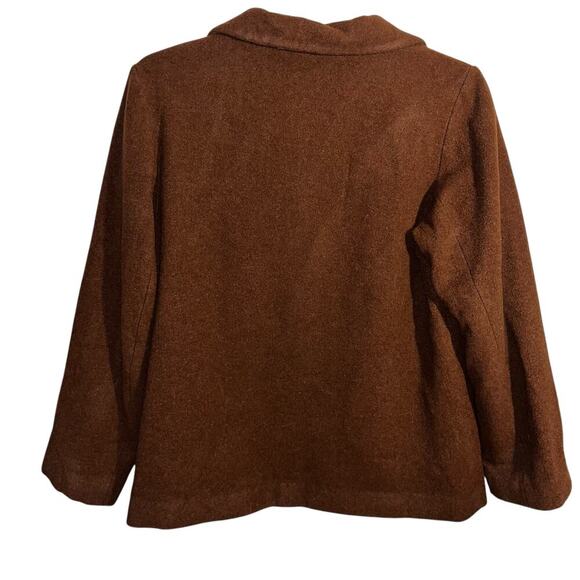 Eileen Fisher 100% Wool Zip Front Jacket Rust Brown Italian Fabric Size M - Picture 3 of 9